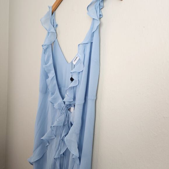 NEW Rumored Ruffle Wrap Maxi Dress Blue Angel Falls S - Picture 8 of 13